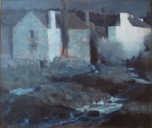 Luz de luna, molinos en Pont Aven